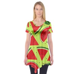 Pastel Watermelon   Short Sleeve Tunic  by ConteMonfrey