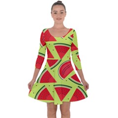 Pastel Watermelon   Quarter Sleeve Skater Dress by ConteMonfrey