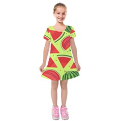 Pastel Watermelon   Kids  Short Sleeve Velvet Dress by ConteMonfrey