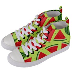 Pastel Watermelon   Women s Mid-top Canvas Sneakers by ConteMonfrey