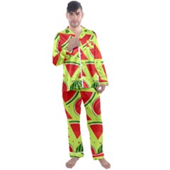 Pastel Watermelon   Men s Long Sleeve Satin Pajamas Set by ConteMonfrey