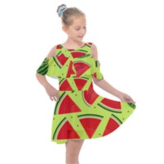 Pastel Watermelon   Kids  Shoulder Cutout Chiffon Dress by ConteMonfrey