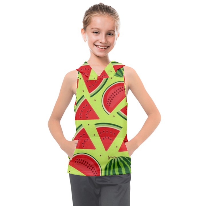 Pastel Watermelon   Kids  Sleeveless Hoodie