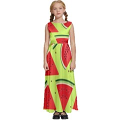 Pastel Watermelon   Kids  Satin Sleeveless Maxi Dress by ConteMonfrey