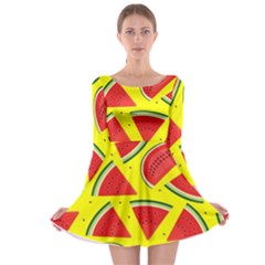 Yellow Watermelon   Long Sleeve Skater Dress by ConteMonfrey