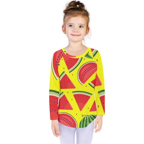 Yellow Watermelon   Kids  Long Sleeve Tee by ConteMonfrey