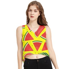 Yellow Watermelon   V-neck Cropped Tank Top by ConteMonfrey