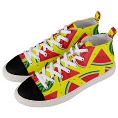 Yellow Watermelon   Men s Mid-top Canvas Sneakers by ConteMonfrey