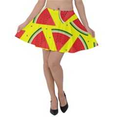 Yellow Watermelon   Velvet Skater Skirt