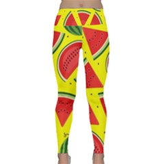 Yellow Watermelon   Lightweight Velour Classic Yoga Leggings by ConteMonfrey