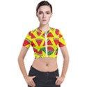 Yellow Watermelon   Short Sleeve Cropped Jacket View1