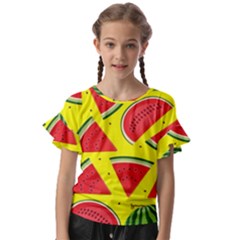 Yellow Watermelon   Kids  Cut Out Flutter Sleeves by ConteMonfrey