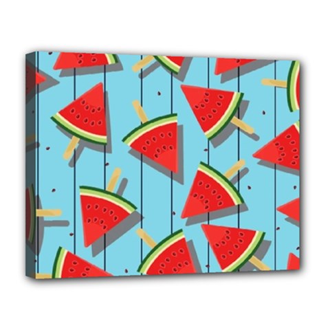 Blue Watermelon Popsicle  Canvas 14  x 11  (Stretched)