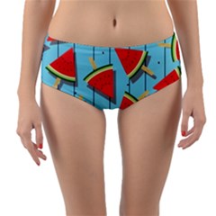 Blue Watermelon Popsicle  Reversible Mid-waist Bikini Bottoms by ConteMonfrey