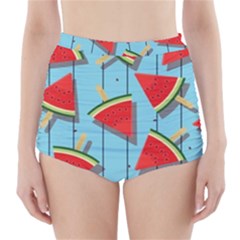 Blue Watermelon Popsicle  High-waisted Bikini Bottoms by ConteMonfrey