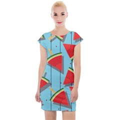 Blue Watermelon Popsicle  Cap Sleeve Bodycon Dress by ConteMonfrey