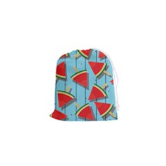 Blue Watermelon Popsicle  Drawstring Pouch (XS)