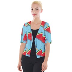 Blue Watermelon Popsicle  Cropped Button Cardigan by ConteMonfrey