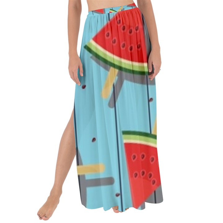 Blue Watermelon Popsicle  Maxi Chiffon Tie-Up Sarong