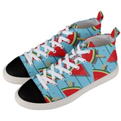 Blue Watermelon Popsicle  Men s Mid-top Canvas Sneakers by ConteMonfrey