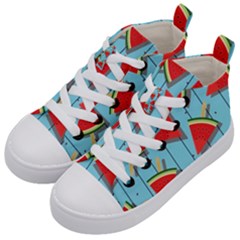 Blue Watermelon Popsicle  Kids  Mid-top Canvas Sneakers by ConteMonfrey