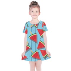 Blue Watermelon Popsicle  Kids  Simple Cotton Dress by ConteMonfrey