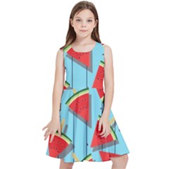 Blue Watermelon Popsicle  Kids  Skater Dress by ConteMonfrey