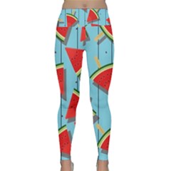 Blue Watermelon Popsicle  Lightweight Velour Classic Yoga Leggings