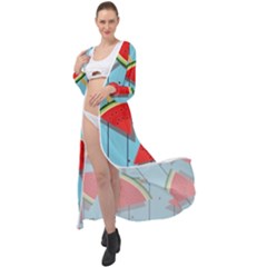 Blue Watermelon Popsicle  Maxi Chiffon Beach Wrap