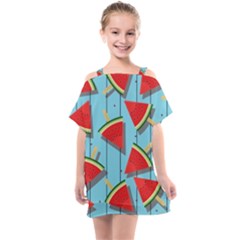 Blue Watermelon Popsicle  Kids  One Piece Chiffon Dress by ConteMonfrey