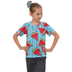 Blue Watermelon Popsicle  Kids  Mesh Piece Tee