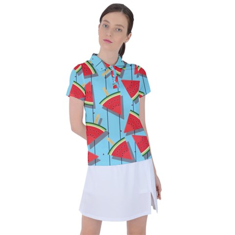 Blue Watermelon Popsicle  Women s Polo Tee by ConteMonfrey