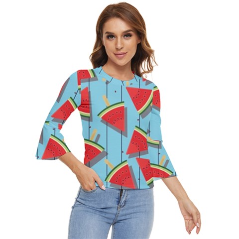 Blue Watermelon Popsicle  Bell Sleeve Top by ConteMonfrey