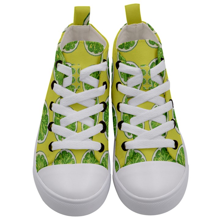 Yellow Lemonade  Kids  Mid-Top Canvas Sneakers