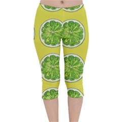 Yellow Lemonade  Velvet Capri Leggings  by ConteMonfrey