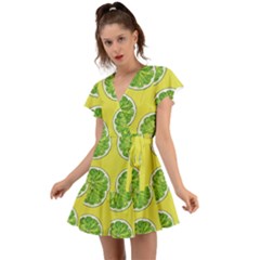 Yellow Lemonade  Flutter Sleeve Wrap Dress by ConteMonfrey