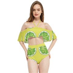 Yellow Lemonade  Halter Flowy Bikini Set  by ConteMonfrey