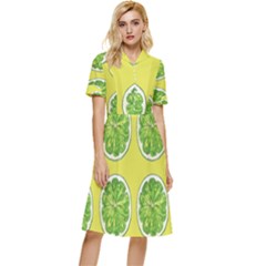 Yellow Lemonade  Button Top Knee Length Dress by ConteMonfrey