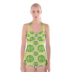 Lemon Cut Boyleg Halter Swimsuit  by ConteMonfrey