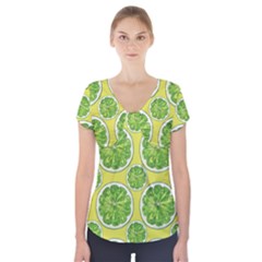 Lemon Cut Short Sleeve Front Detail Top by ConteMonfrey