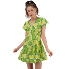 Lemon Cut Flutter Sleeve Wrap Dress by ConteMonfrey