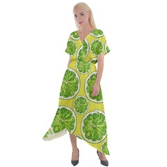 Lemon Cut Cross Front Sharkbite Hem Maxi Dress by ConteMonfrey