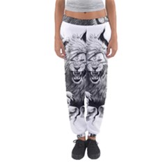 Drawing Angry Male Lion Roar Animal Women s Jogger Sweatpants by danenraven