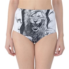 Drawing Angry Male Lion Roar Animal Classic High-waist Bikini Bottoms by danenraven