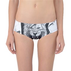 Drawing Angry Male Lion Roar Animal Classic Bikini Bottoms