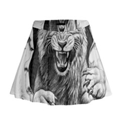 Drawing Angry Male Lion Roar Animal Mini Flare Skirt by danenraven