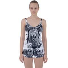 Drawing Angry Male Lion Roar Animal Tie Front Two Piece Tankini by danenraven