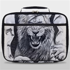 Drawing Angry Male Lion Roar Animal Full Print Lunch Bag by danenraven