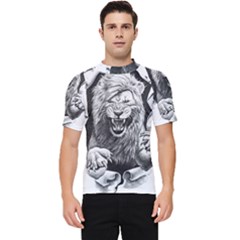 Drawing Angry Male Lion Roar Animal Men s Short Sleeve Rash Guard by danenraven