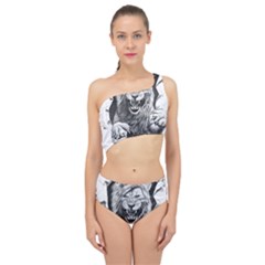 Drawing Angry Male Lion Roar Animal Spliced Up Two Piece Swimsuit by danenraven